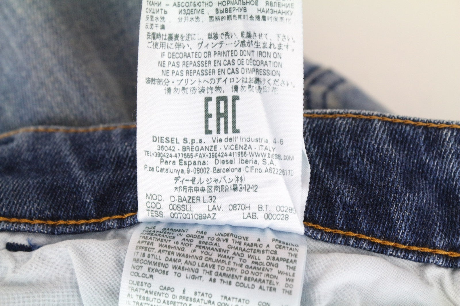 DIESEL D-Bazer 0870H Men Jeans W27/L32 Boys Tapered Washed Blue Cotton Stretch