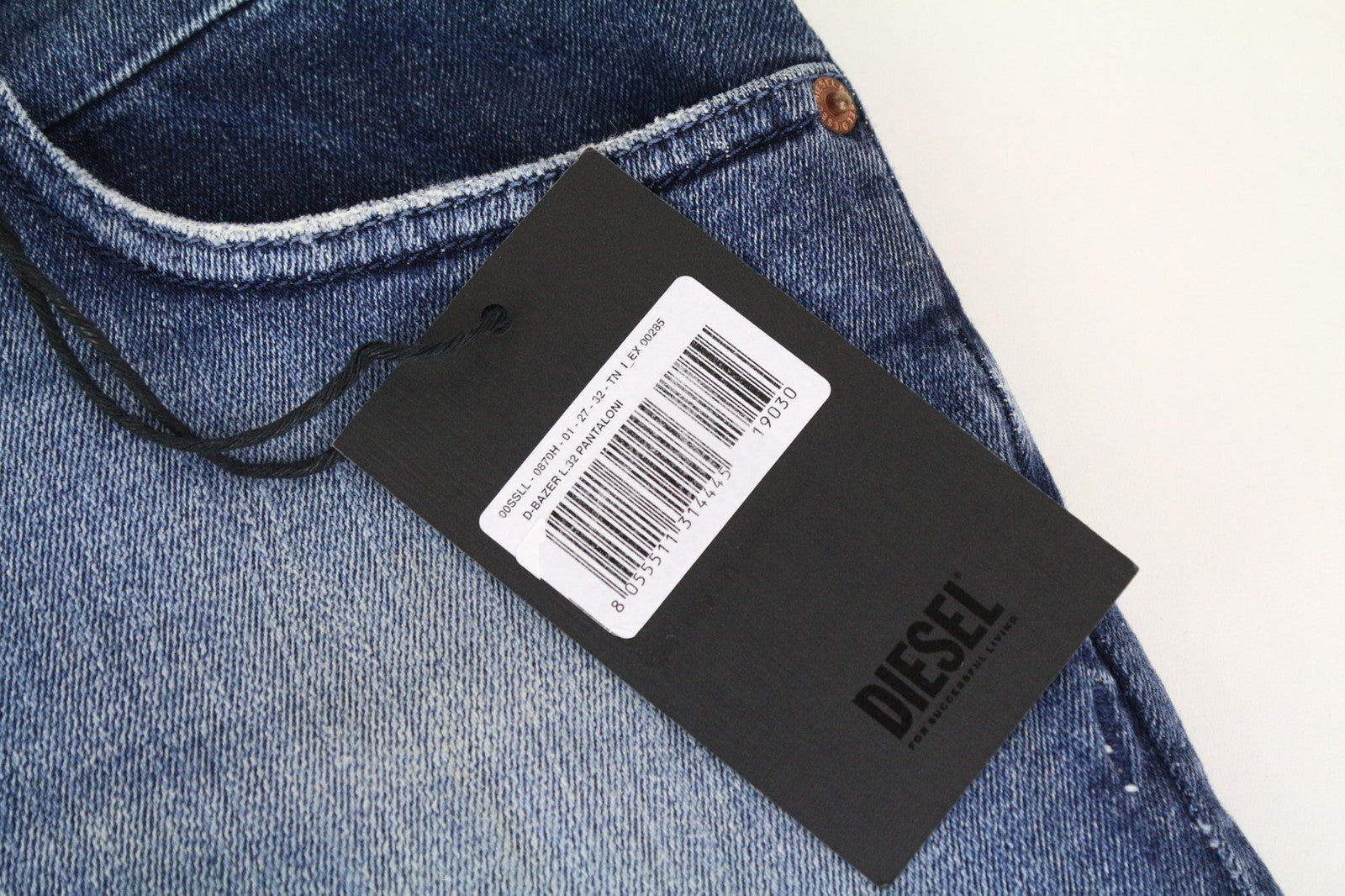 DIESEL D-Bazer 0870H Men Jeans W27/L32 Boys Tapered Washed Blue Cotton Stretch