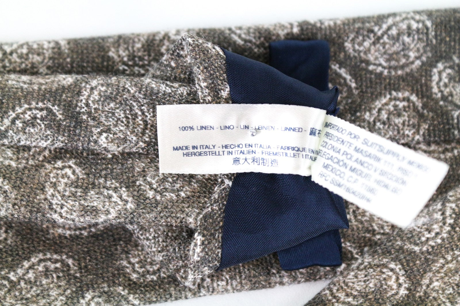 SUITSUPPLY Men Tie 150 x 8 cm Brown Pure Linen Patterned Pointed-End Classic