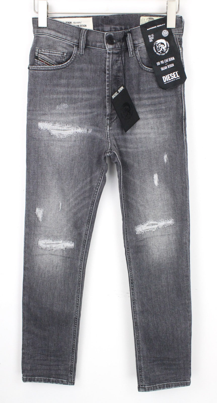 DIESEL D-Eetar 0890F Men Jeans W26/L30 Boys Tapered Grey Cotton Stretch Ripped