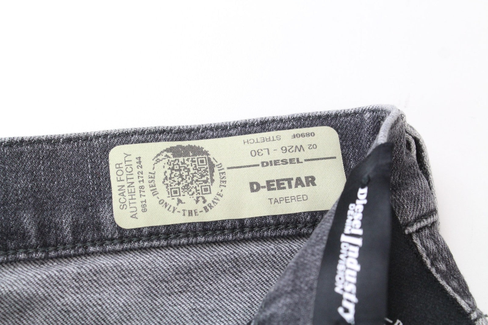 DIESEL D-Eetar 0890F Men Jeans W26/L30 Boys Tapered Grey Cotton Stretch Ripped