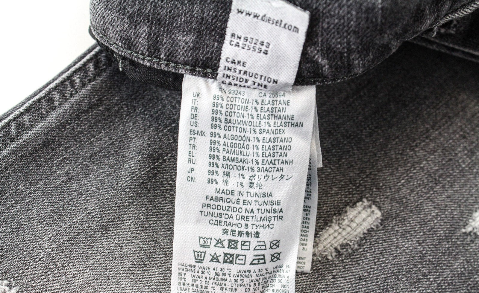 DIESEL D-Eetar 0890F Men Jeans W26/L30 Boys Tapered Grey Cotton Stretch Ripped