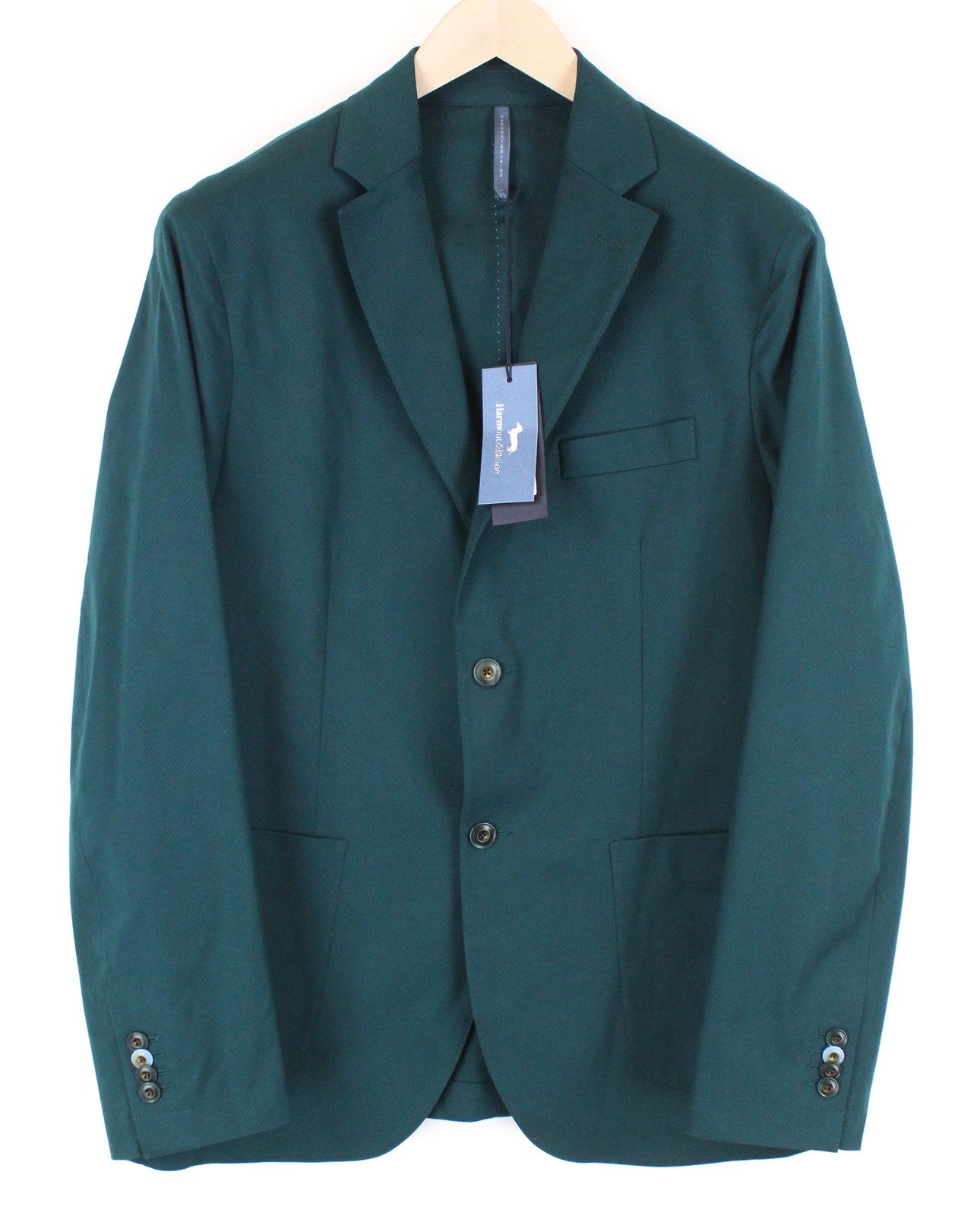 HARMONT & BLAINE Men Blazer 56 Green Cotton Stretch Unlined Classic Notch Lapel