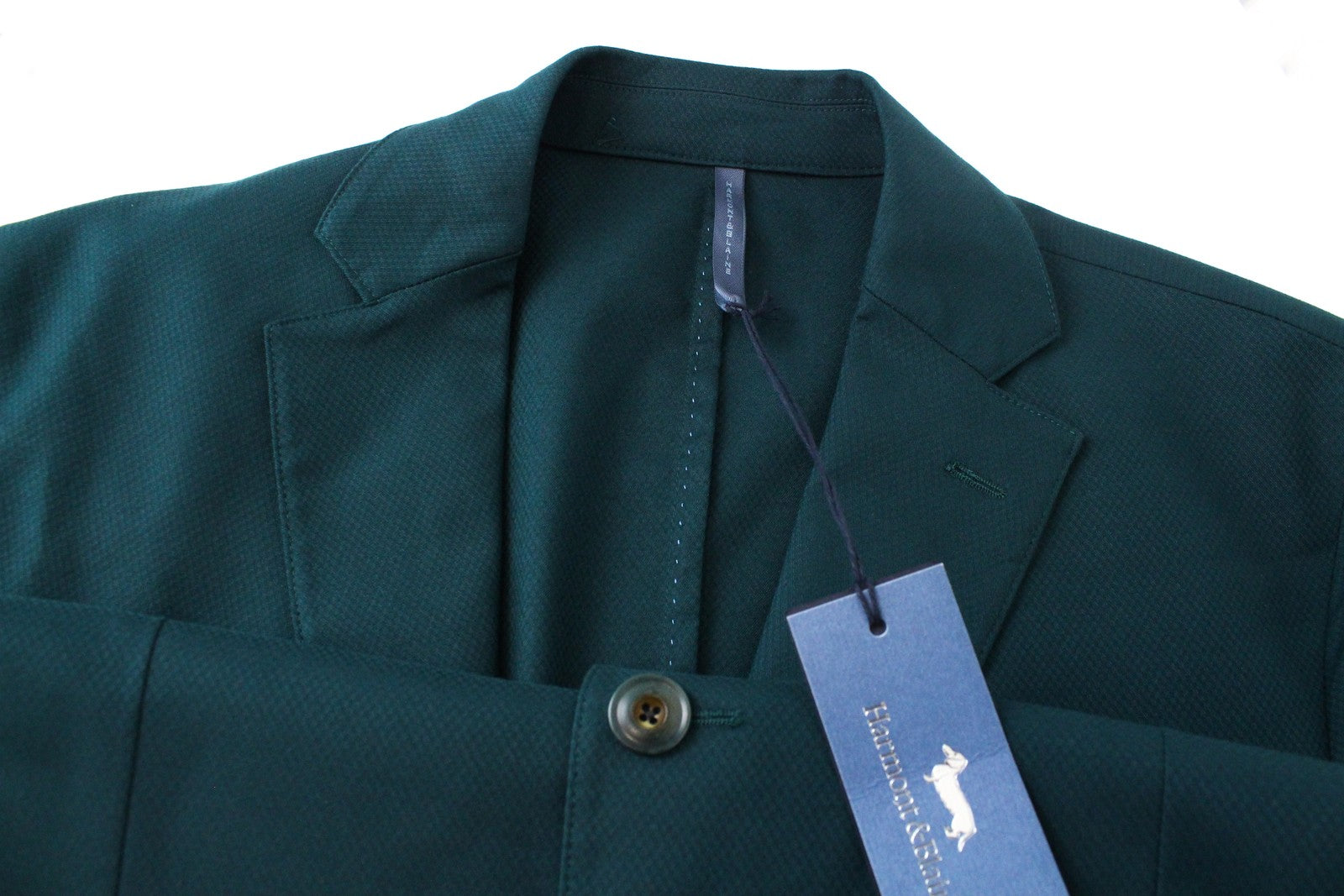 HARMONT & BLAINE Men Blazer 56 Green Cotton Stretch Unlined Classic Notch Lapel