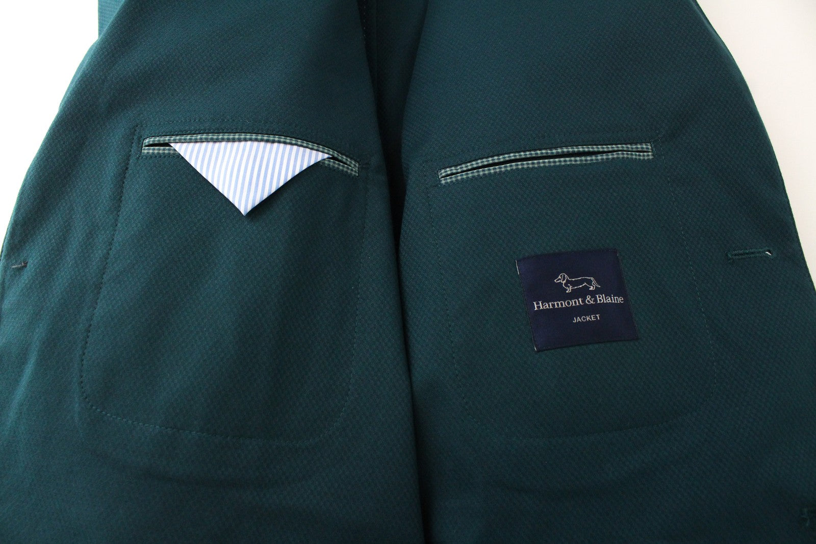 HARMONT & BLAINE Men Blazer 56 Green Cotton Stretch Unlined Classic Notch Lapel
