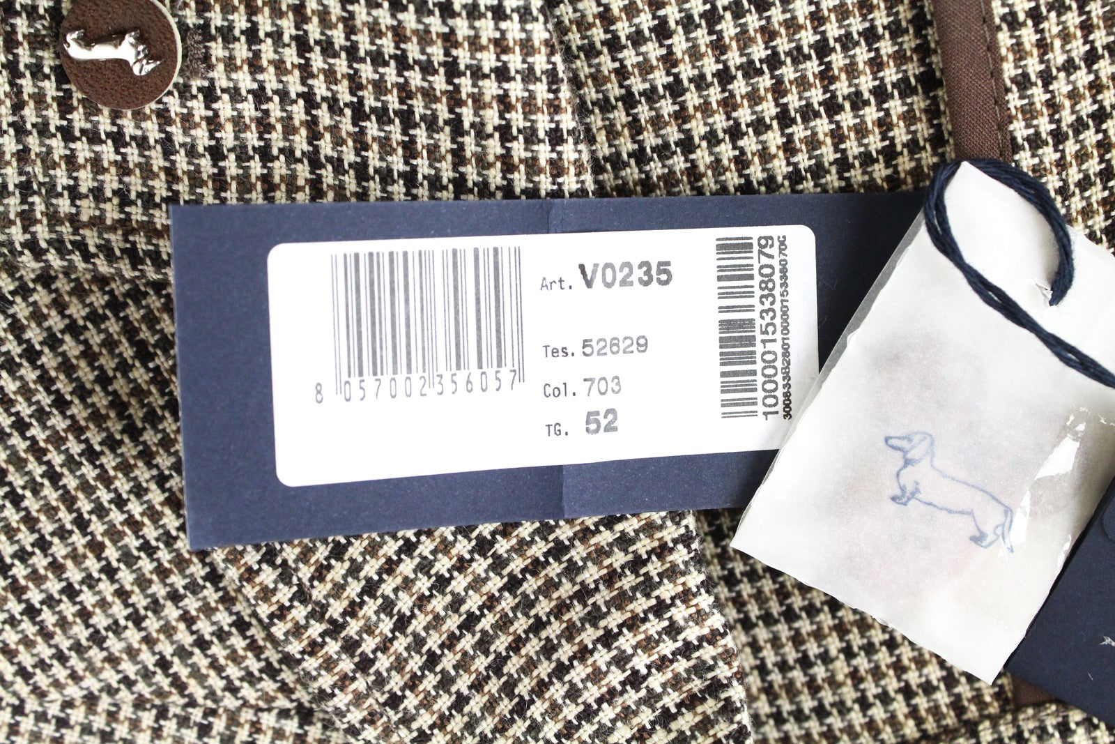 HARMONT & BLAINE Men Blazer 52 Brown Pure Linen Patterned Unlined Formal