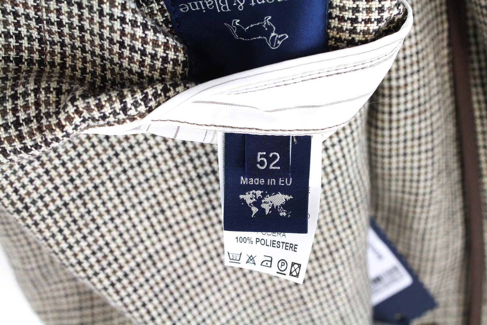 HARMONT & BLAINE Men Blazer 52 Brown Pure Linen Patterned Unlined Formal