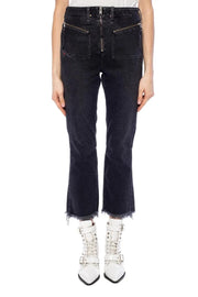 DIESEL D-Earlie 080AP Women Jeans W26/L32 Slim Fit Zip Pocket Grey Cotton Blend