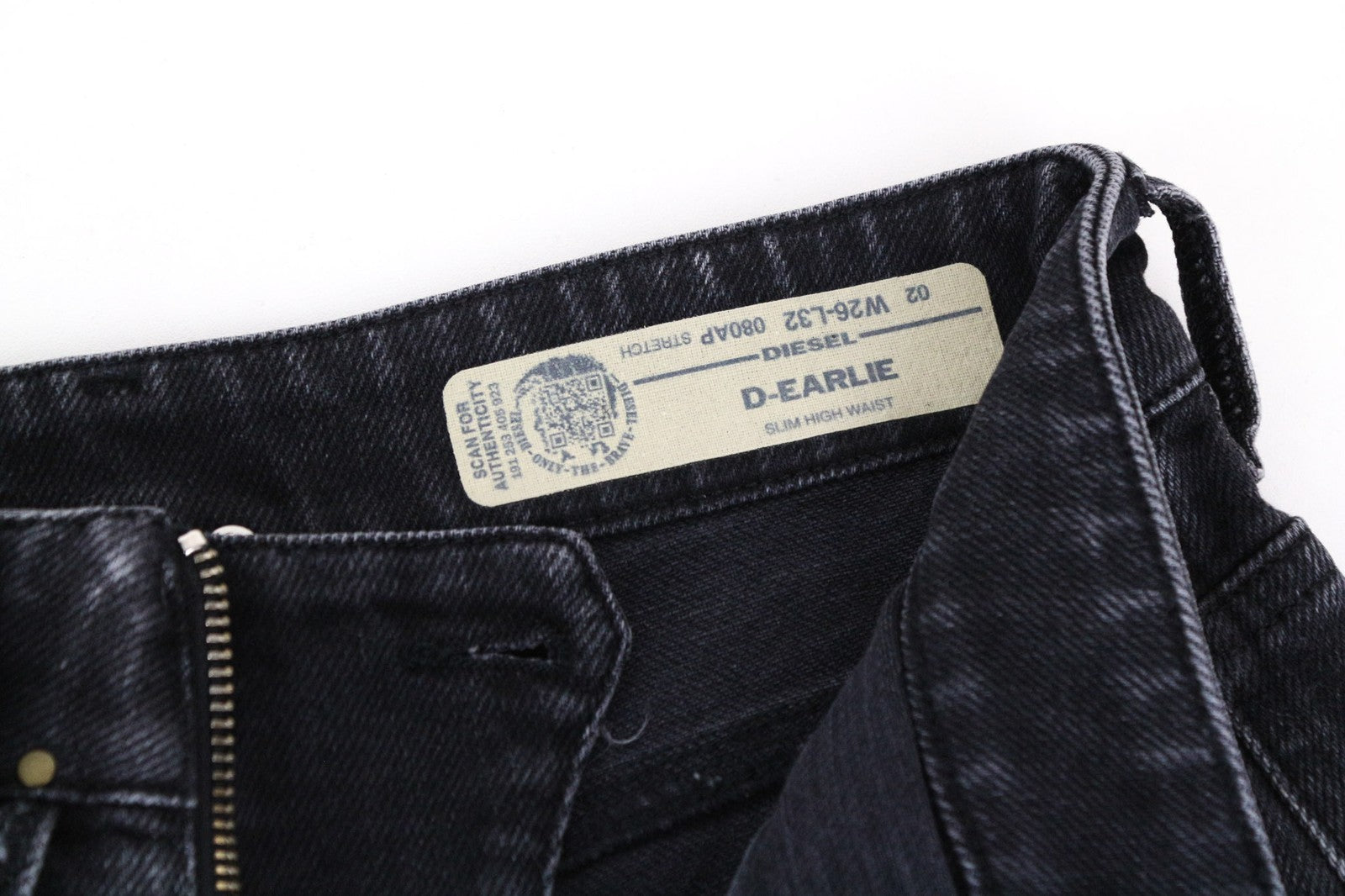 DIESEL D-Earlie 080AP Women Jeans W26/L32 Slim Fit Zip Pocket Grey Cotton Blend