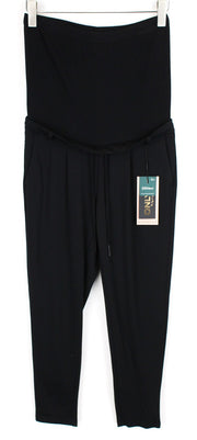 ONLY Maternity Women Trousers M Black Drawstring Formal-Style Plain Stretch