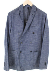 HARMONT & BLAINE Men Blazer 50 Blue Double-Breasted Cotton Notch Lapel Classic