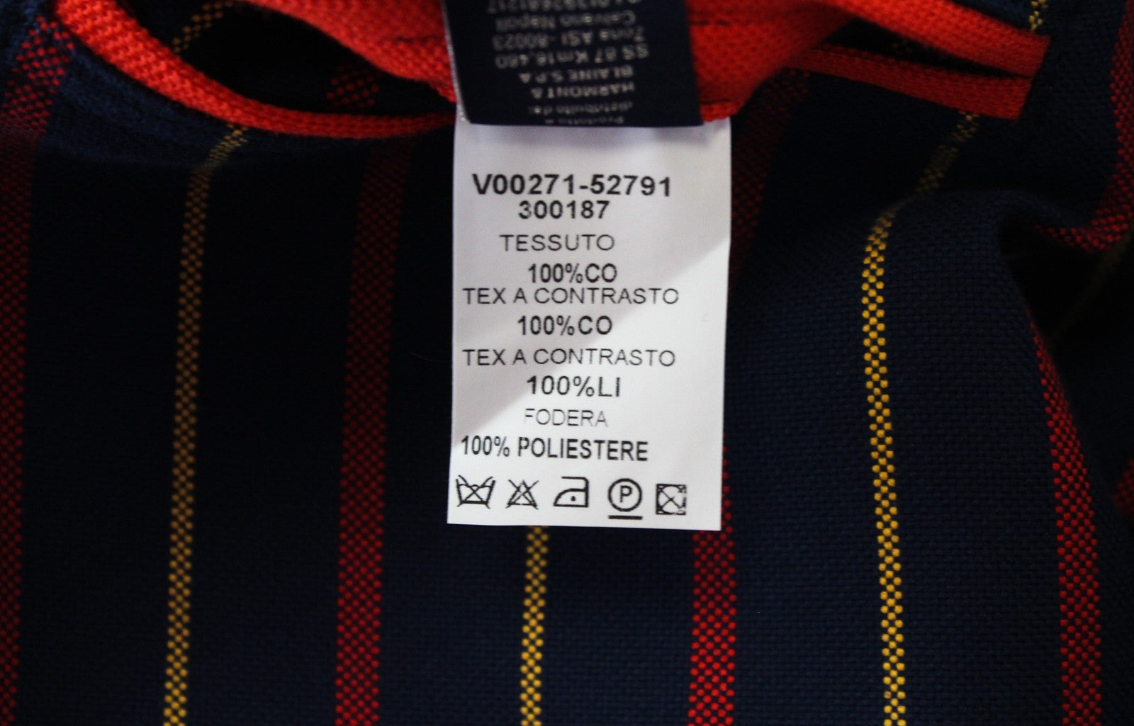 HARMONT & BLAINE Men Blazer 48 Navy Pure Cotton Striped Pattern Single-Breasted