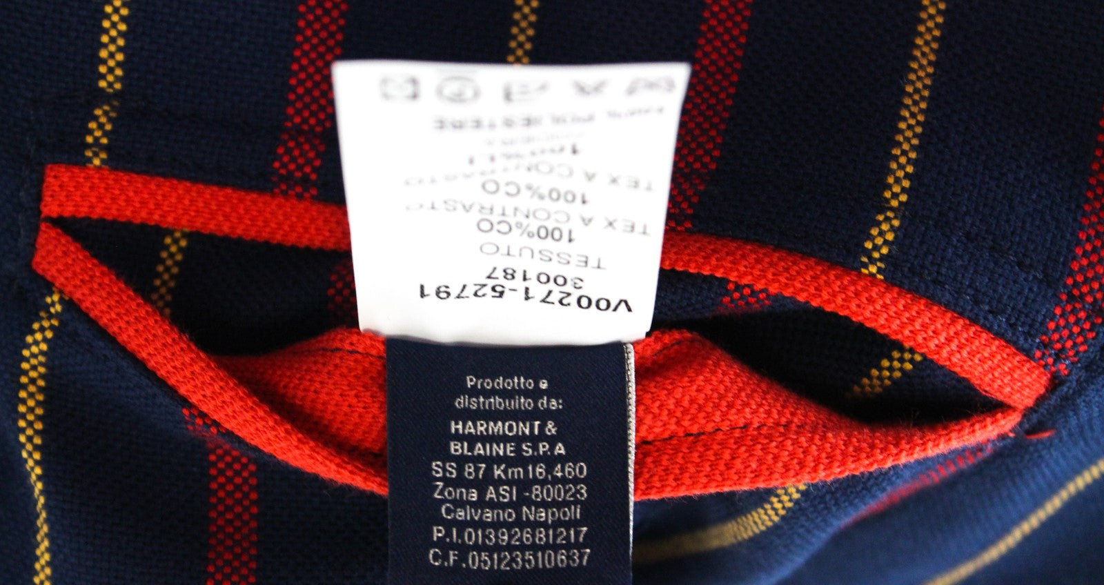 HARMONT & BLAINE Men Blazer 48 Navy Pure Cotton Striped Pattern Single-Breasted