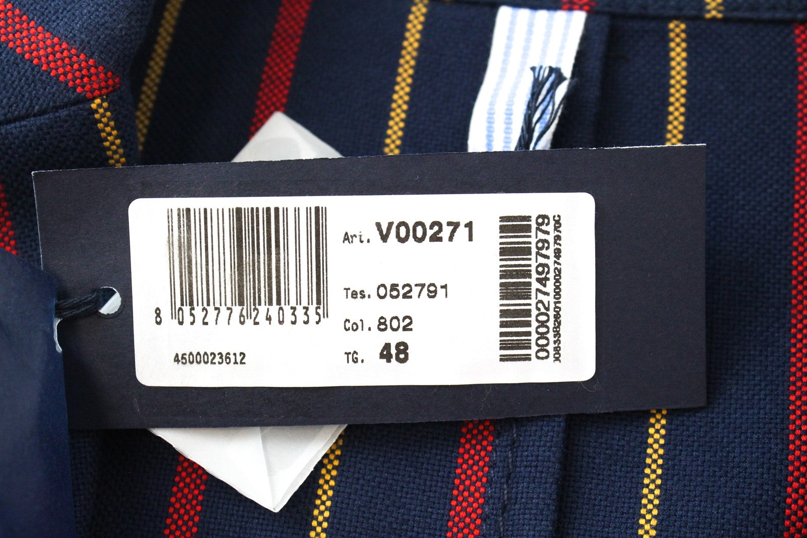 HARMONT & BLAINE Men Blazer 48 Navy Pure Cotton Striped Pattern Single-Breasted