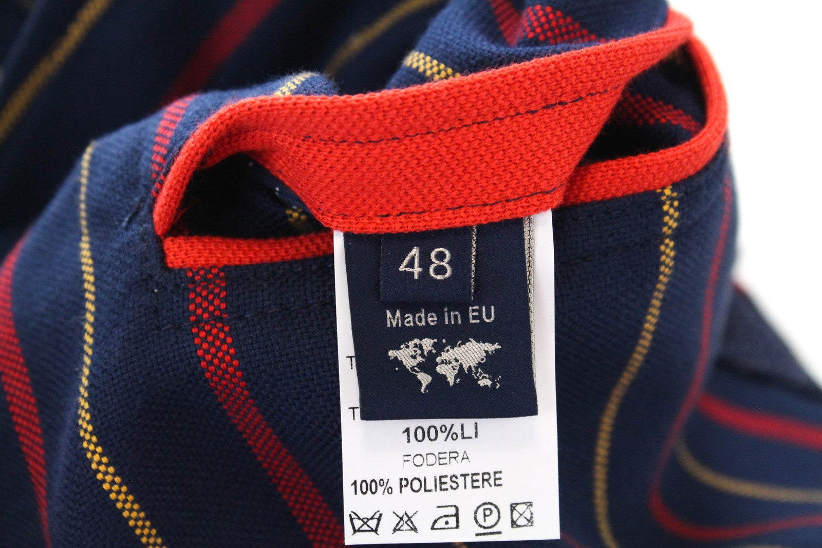 HARMONT & BLAINE Men Blazer 48 Navy Pure Cotton Striped Pattern Single-Breasted