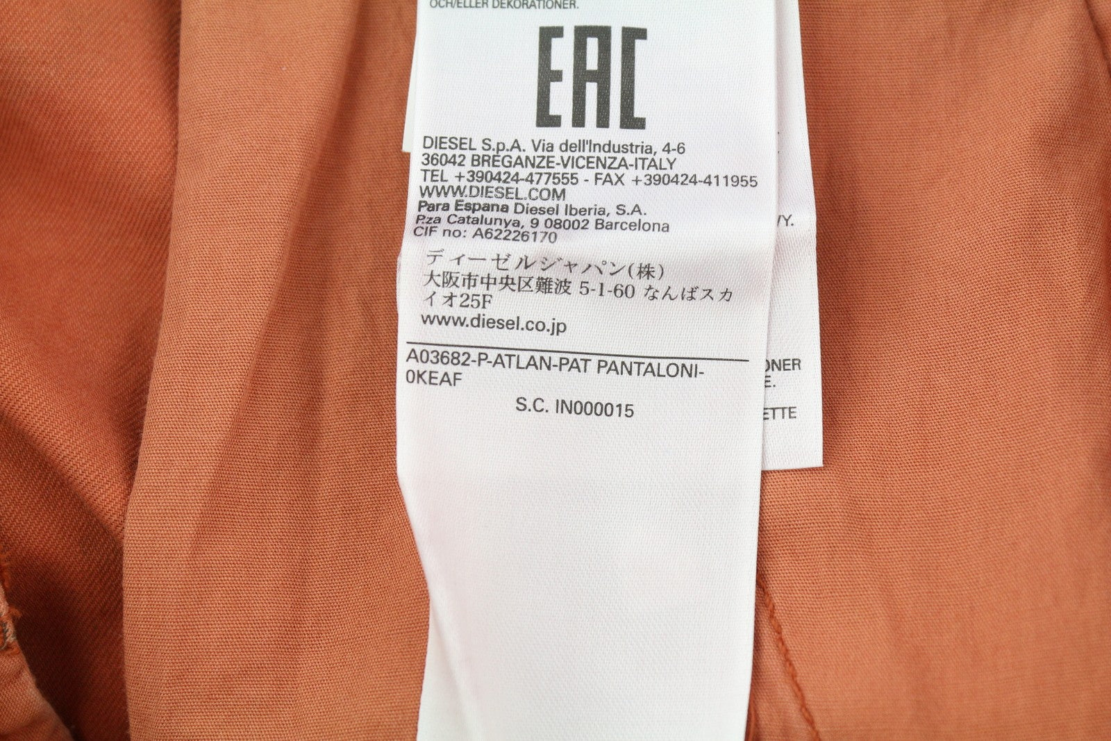 DIESEL P-Atlan-Pat Men Trousers W31 Orange Camouflage Cargo Multi-Pocket RRP€295