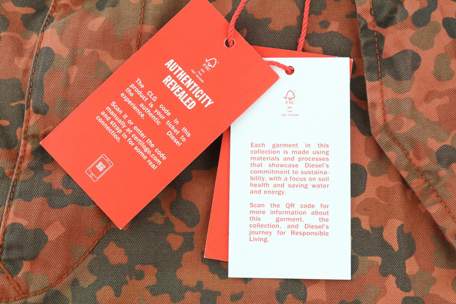 DIESEL P-Atlan-Pat Men Trousers W31 Orange Camouflage Cargo Multi-Pocket RRP€295