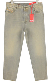 DIESEL 1955 09D87 Men Jeans W34/L30 Blue Aged Look Regular Straight High Waist