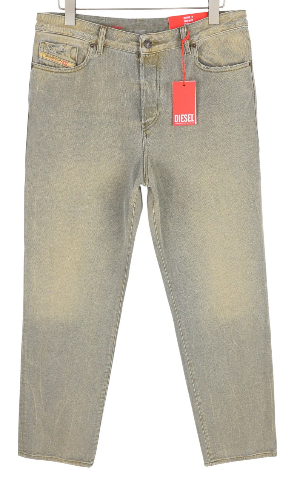 DIESEL 1955 09D87 Men Jeans W34/L30 Blue Aged Look Regular Straight High Waist