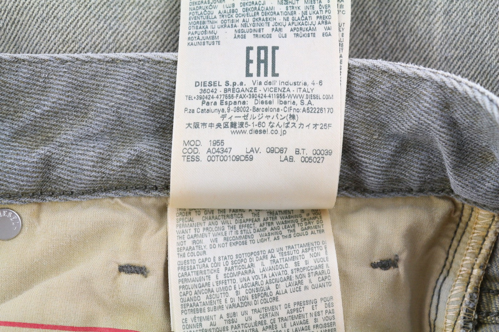 DIESEL 1955 09D87 Men Jeans W34/L30 Blue Aged Look Regular Straight High Waist