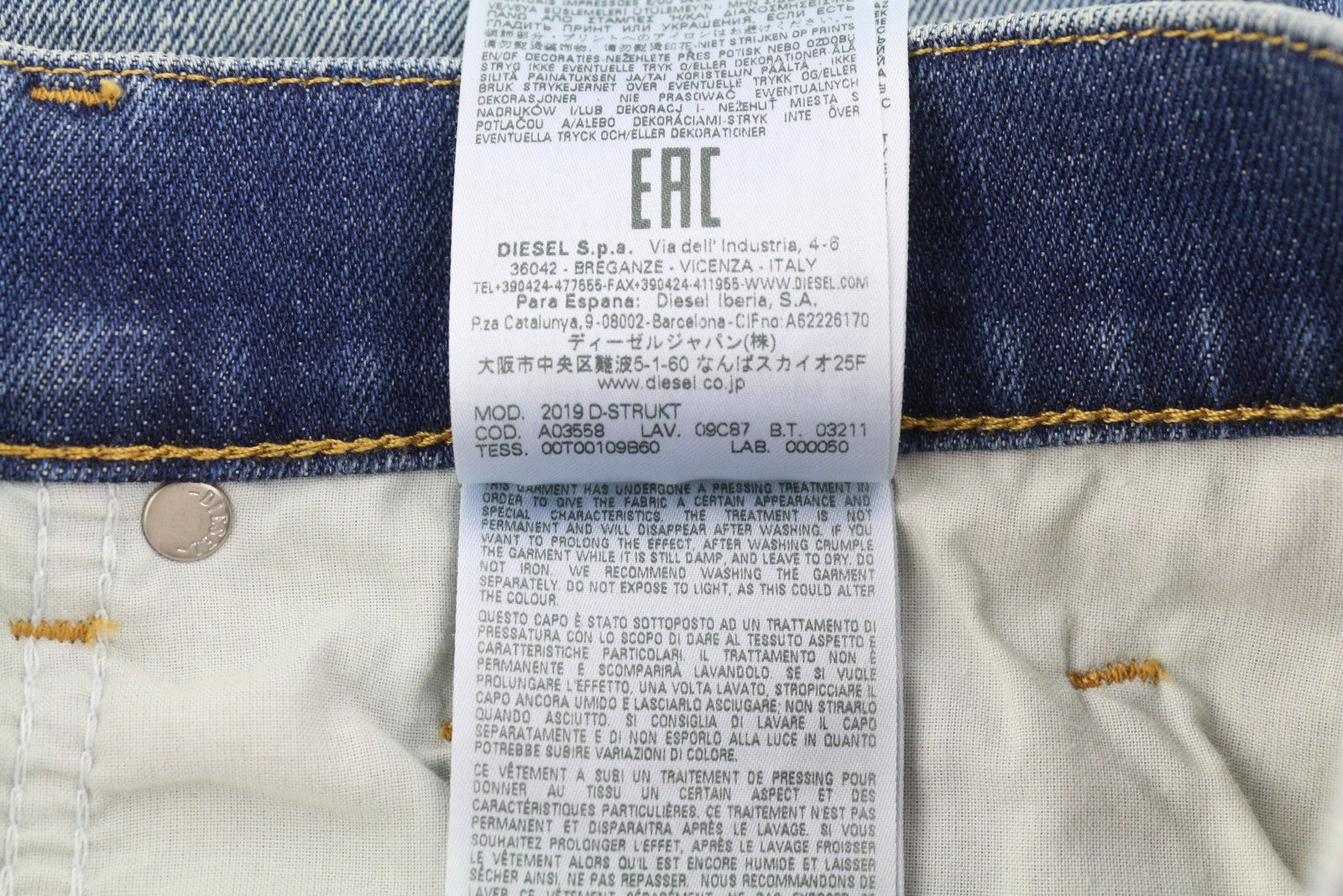 DIESEL 2019 D-Strukt 09C87 Men Jeans W30/L32 Blue Distress Slim Fit RRP€189