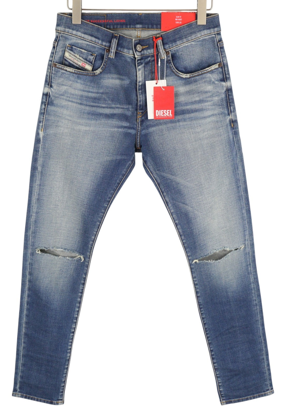 DIESEL 2019 D-Strukt 09C87 Men Jeans W30/L32 Blue Distress Slim Fit RRP€189