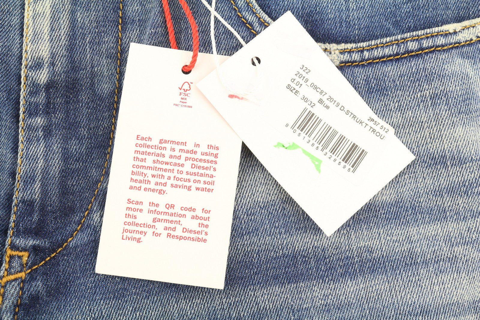 DIESEL 2019 D-Strukt 09C87 Men Jeans W30/L32 Blue Distress Slim Fit RRP€189