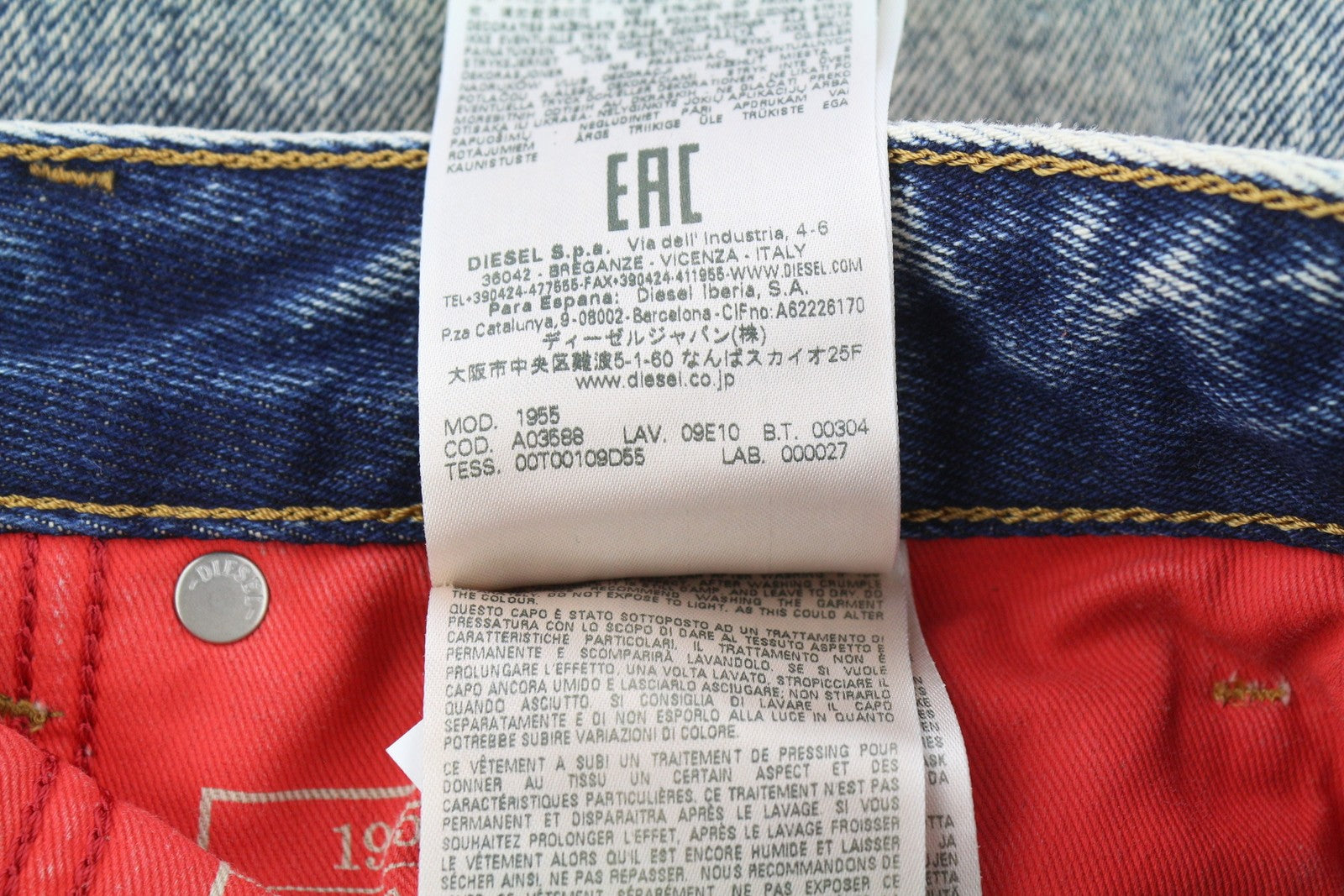 DIESEL 1955 09E10 Men Jeans W31/L32 Blue Regular Straight Fit Distress RRP$375