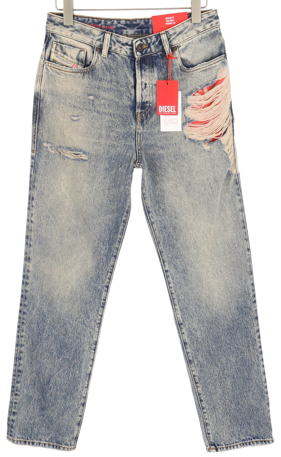 DIESEL 1955 09E10 Men Jeans W31/L32 Blue Regular Straight Fit Distress RRP$375