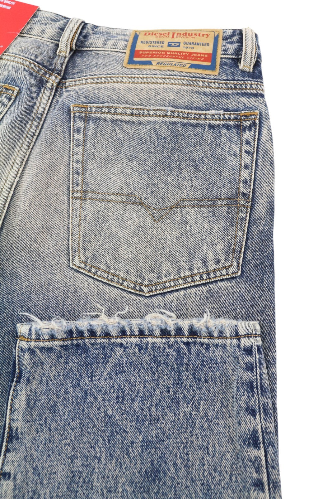 DIESEL 1955 09E10 Men Jeans W31/L32 Blue Regular Straight Fit Distress RRP$375