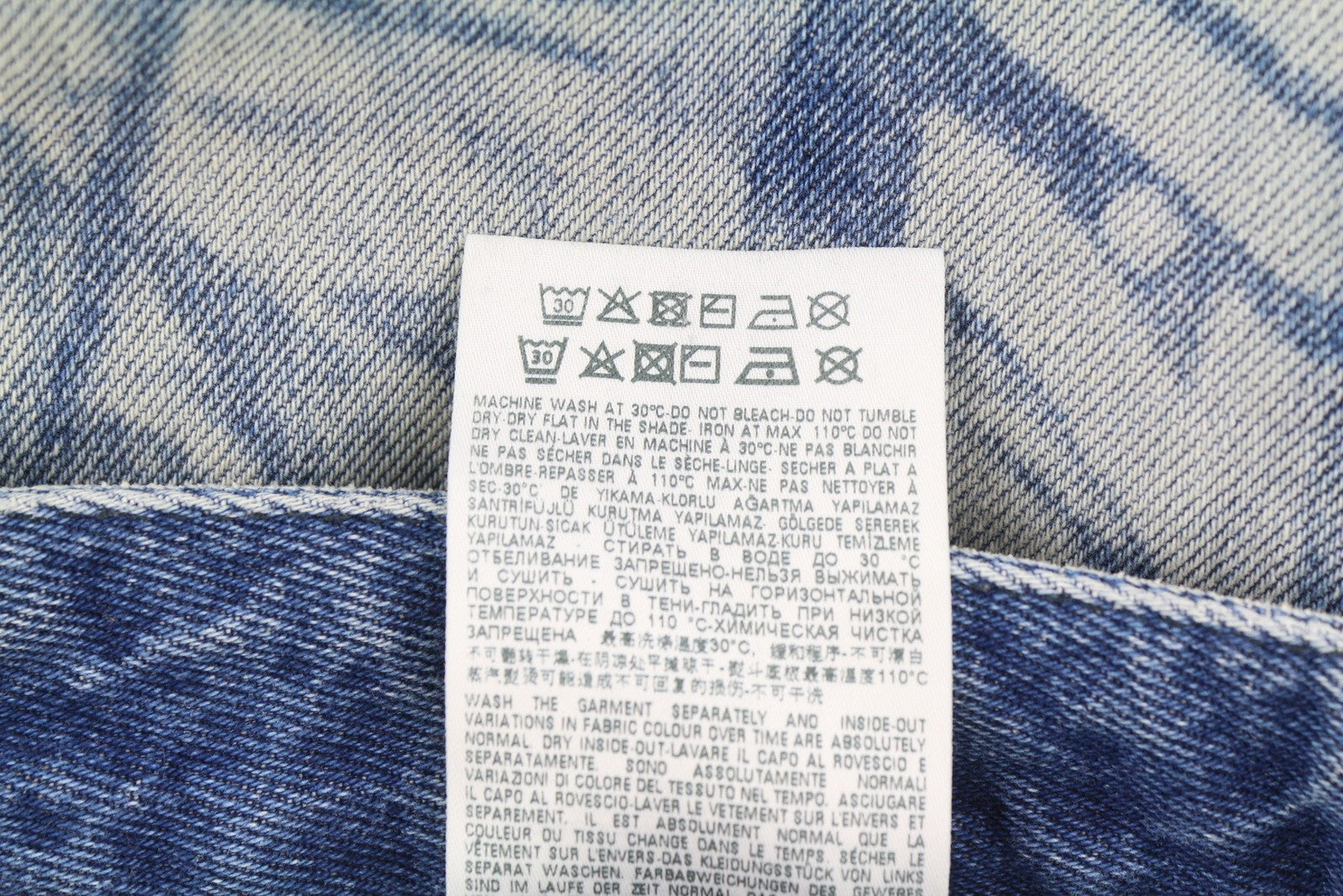 DIESEL 1955-FS3 007B8 Men Jeans W29/L32 Blue Washed Pattern Regular Straight Leg