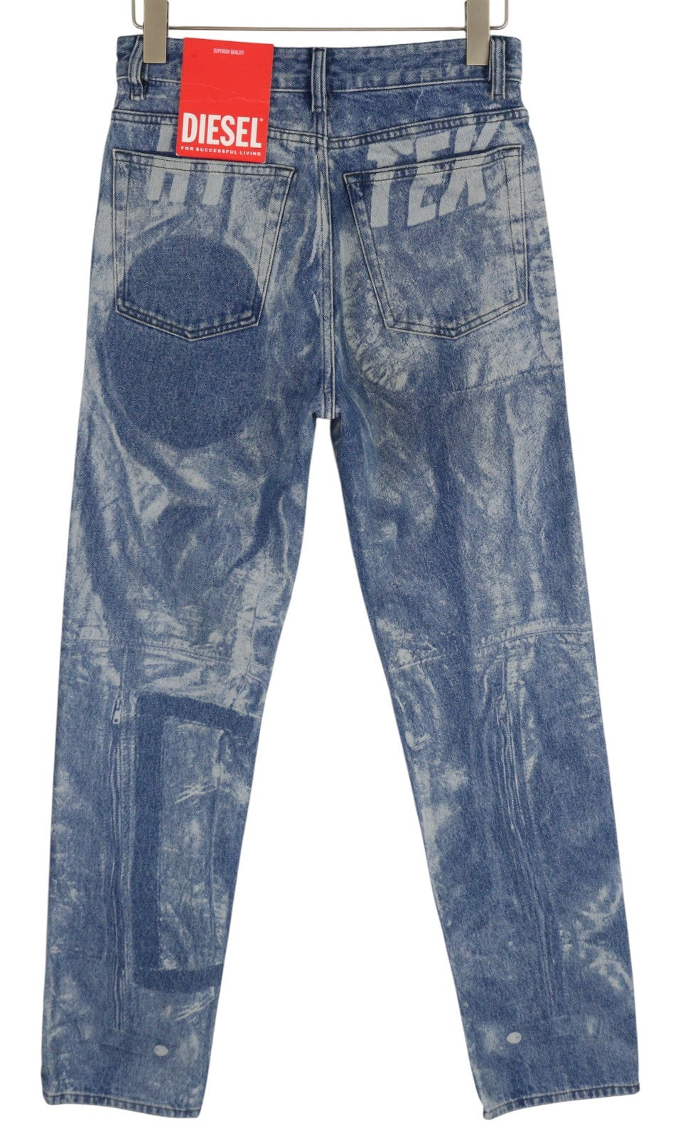 DIESEL 1955-FS3 007B8 Men Jeans W29/L32 Blue Washed Pattern Regular Straight Leg