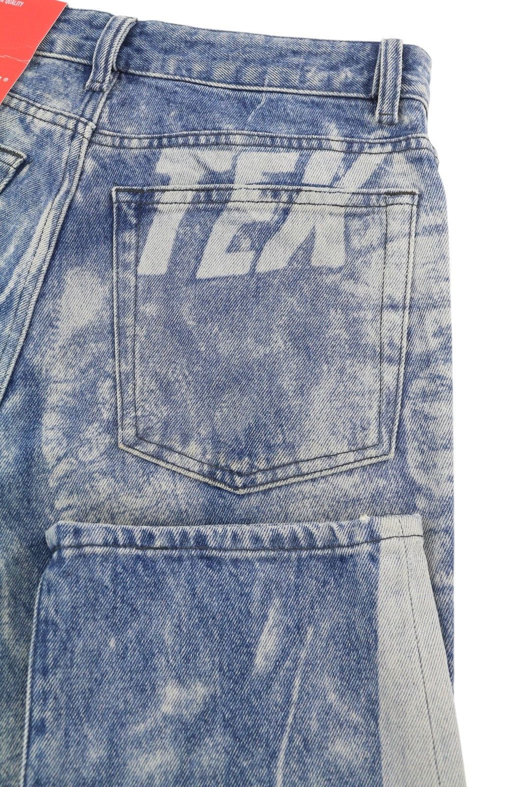 DIESEL 1955-FS3 007B8 Men Jeans W29/L32 Blue Washed Pattern Regular Straight Leg