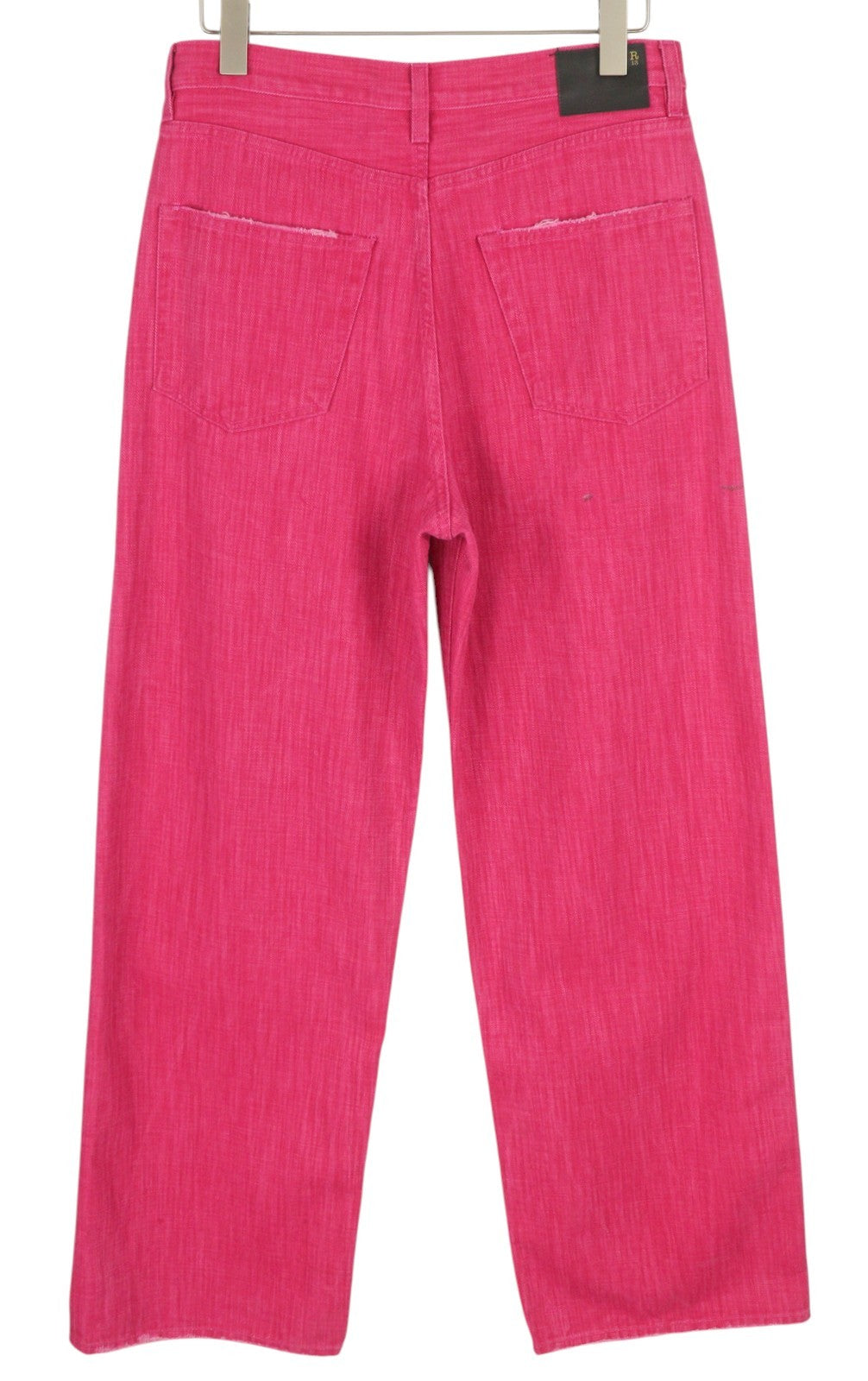 R13 Damon Pleated Women Jeans 27 Vivid Pink Flared Zip Fly Logo Denim RRP$595