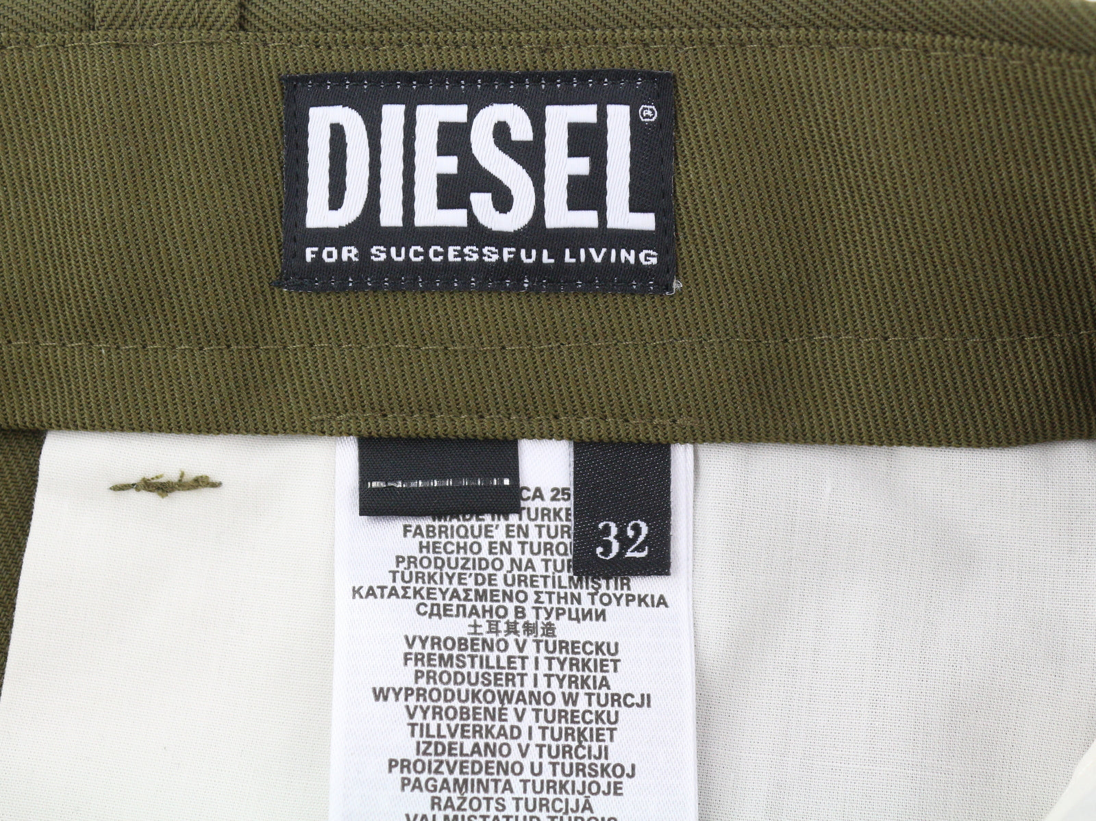 DIESEL P-Rhee-Nw Men Trousers W32 Green Wool Blend Pleated Zip Cargo RRP€283