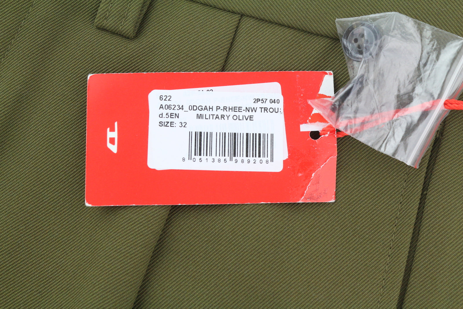 DIESEL P-Rhee-Nw Men Trousers W32 Green Wool Blend Pleated Zip Cargo RRP€283