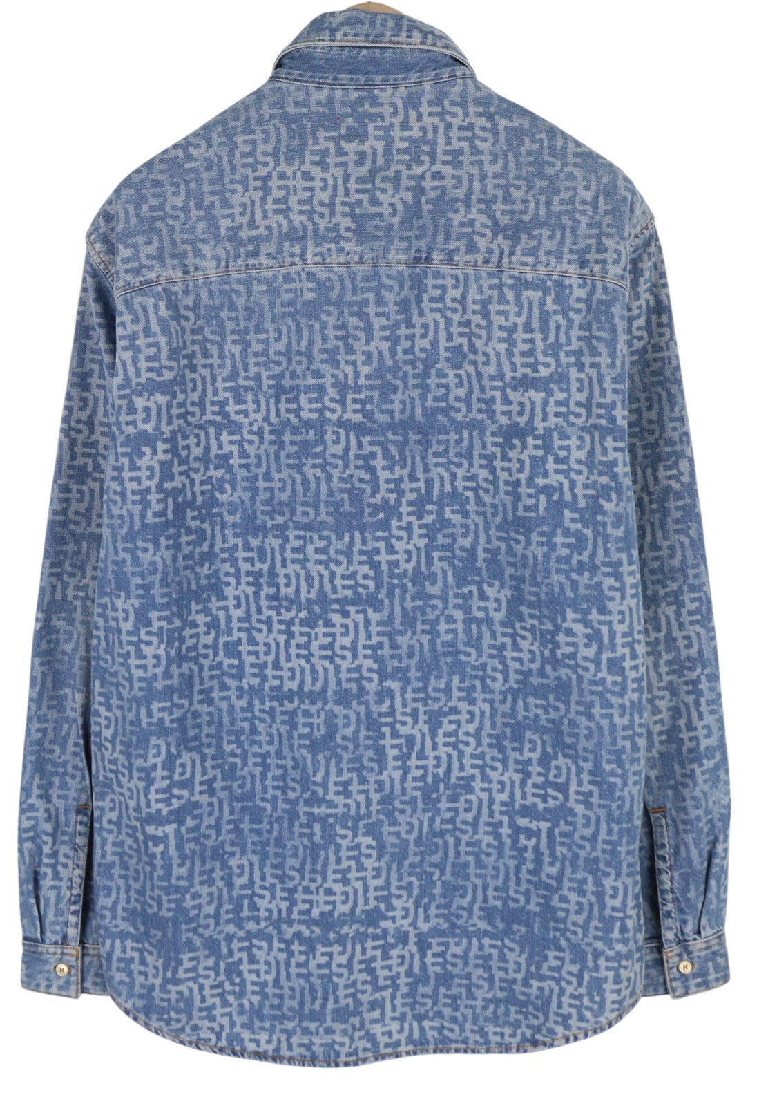 DIESEL D-Simply Men Shirt L Blue Denim Patterned Spread Neck Button-Up RRP€179