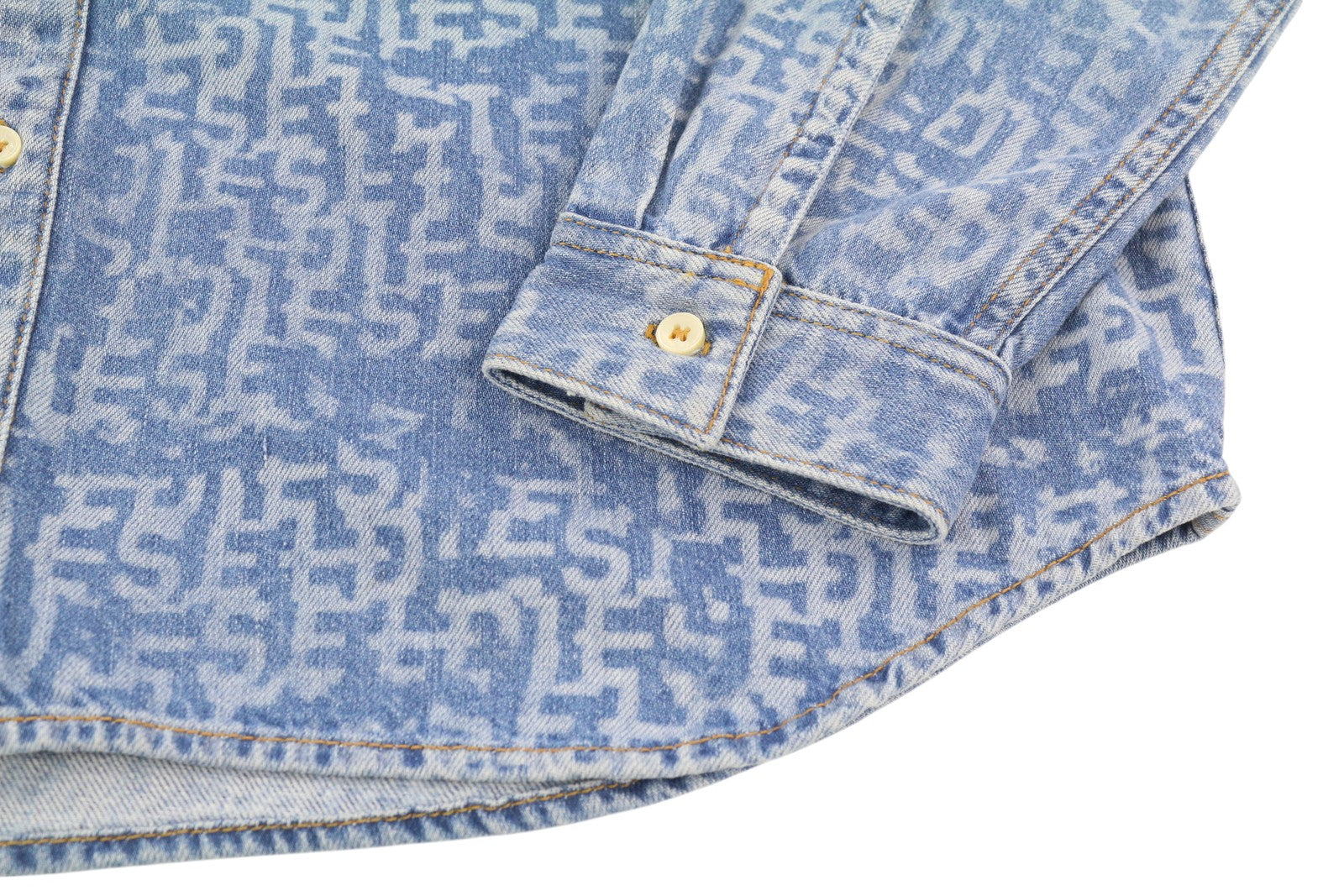 DIESEL D-Simply Men Shirt L Blue Denim Patterned Spread Neck Button-Up RRP€179