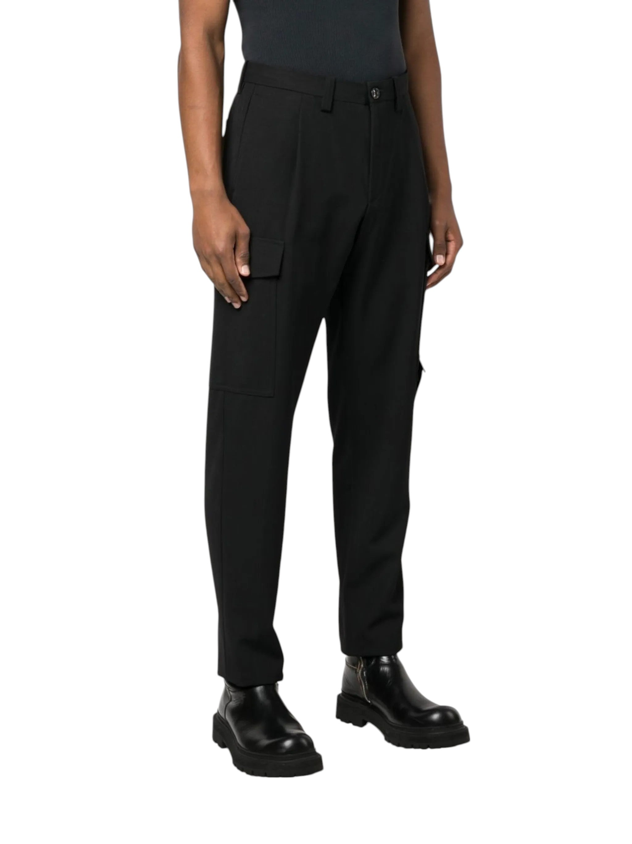 DIESEL P-Rhee-Nw Men Trousers W29 Black Wool Blend Pleated Zip Cargo RRP€283