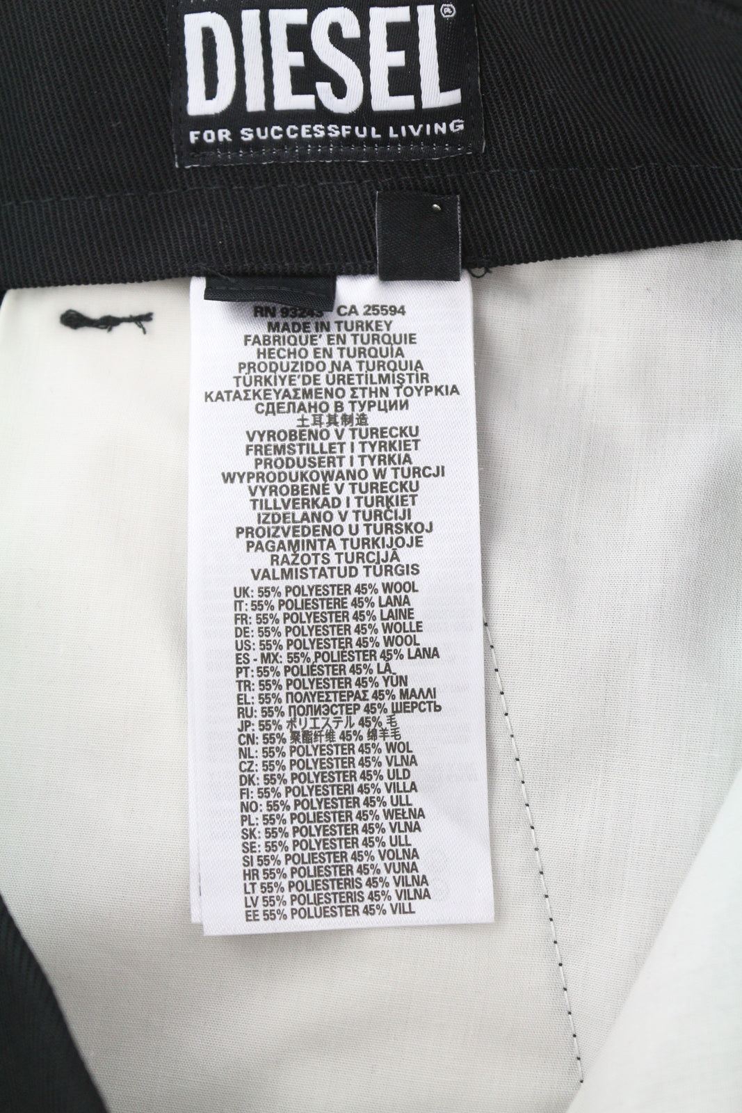 DIESEL P-Rhee-Nw Men Trousers W29 Black Wool Blend Pleated Zip Cargo RRP€283