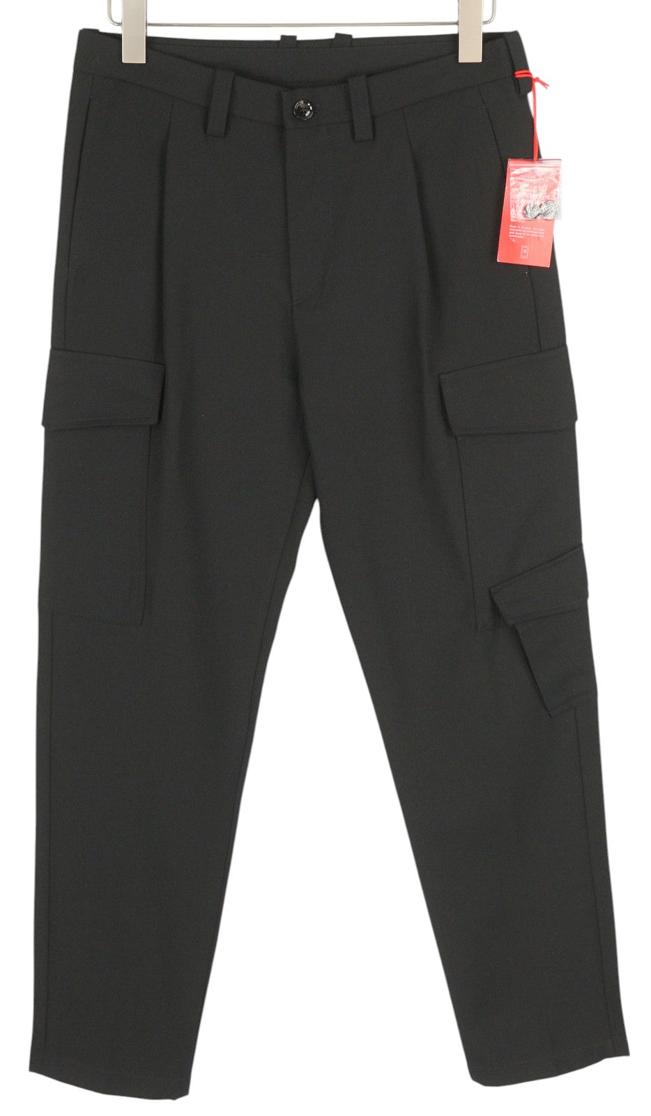 DIESEL P-Rhee-Nw Men Trousers W29 Black Wool Blend Pleated Zip Cargo RRP€283