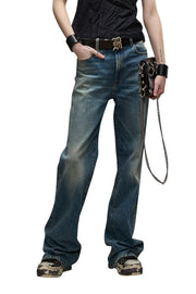 R13 Jane Women Jeans 27 Kelly Stretch Straight Flared Washed Faded Zip RRP€645