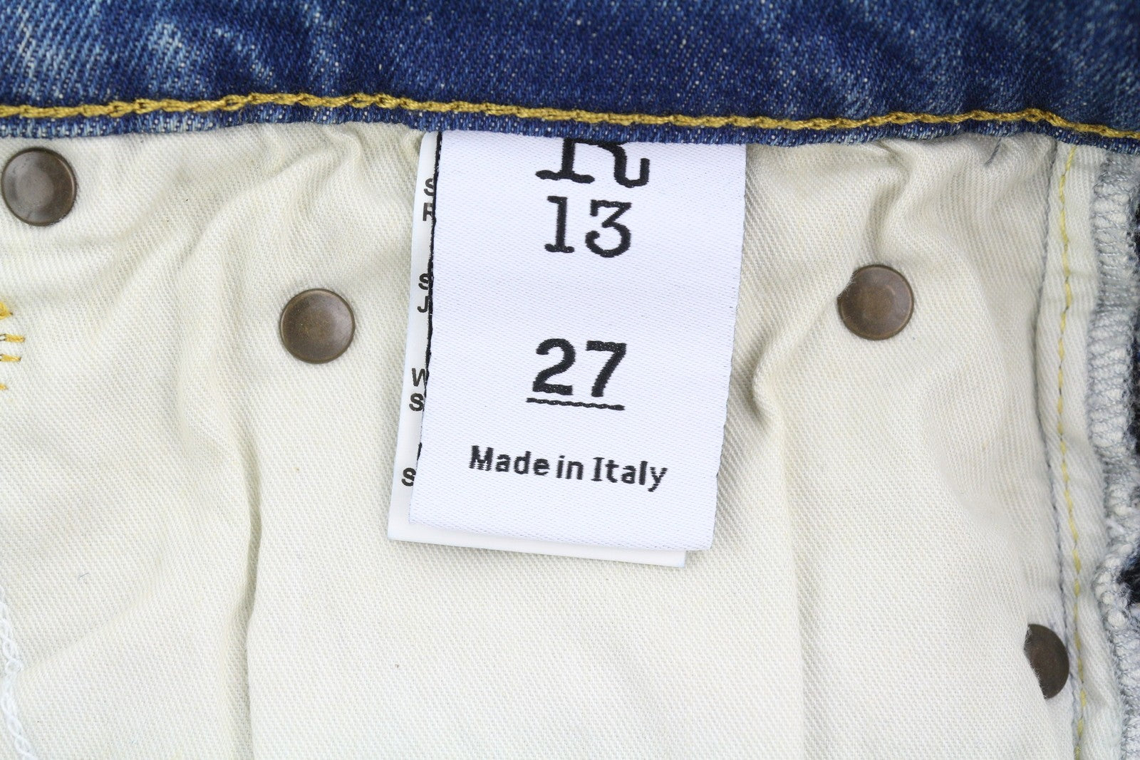 R13 Jane Women Jeans 27 Kelly Stretch Straight Flared Washed Faded Zip RRP€645