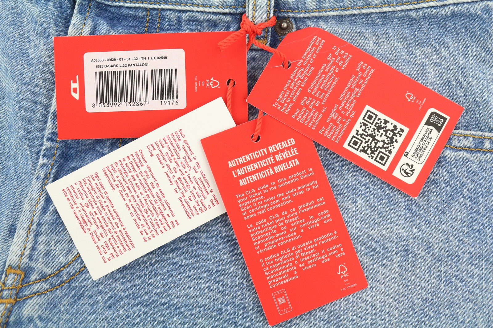 DIESEL 1995 D-Sark 09I29 Men Jeans W31/L32 Blue Slim Straight Mid Waist RRP$246