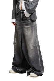 R13 Jesse Women Jeans 27 Vintage Grey Super Wide Leg Drop Crotch Washed RRP€725