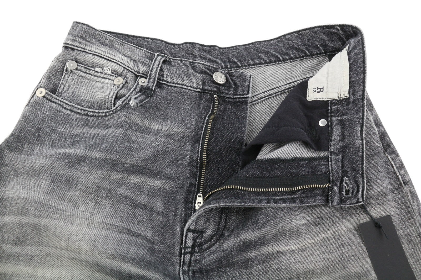 R13 Jesse Women Jeans 27 Vintage Grey Super Wide Leg Drop Crotch Washed RRP€725