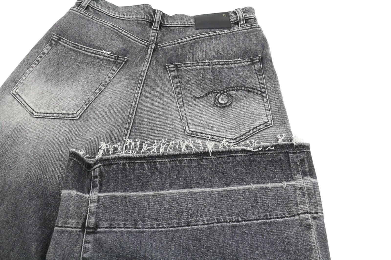 R13 Jesse Women Jeans 27 Vintage Grey Super Wide Leg Drop Crotch Washed RRP€725