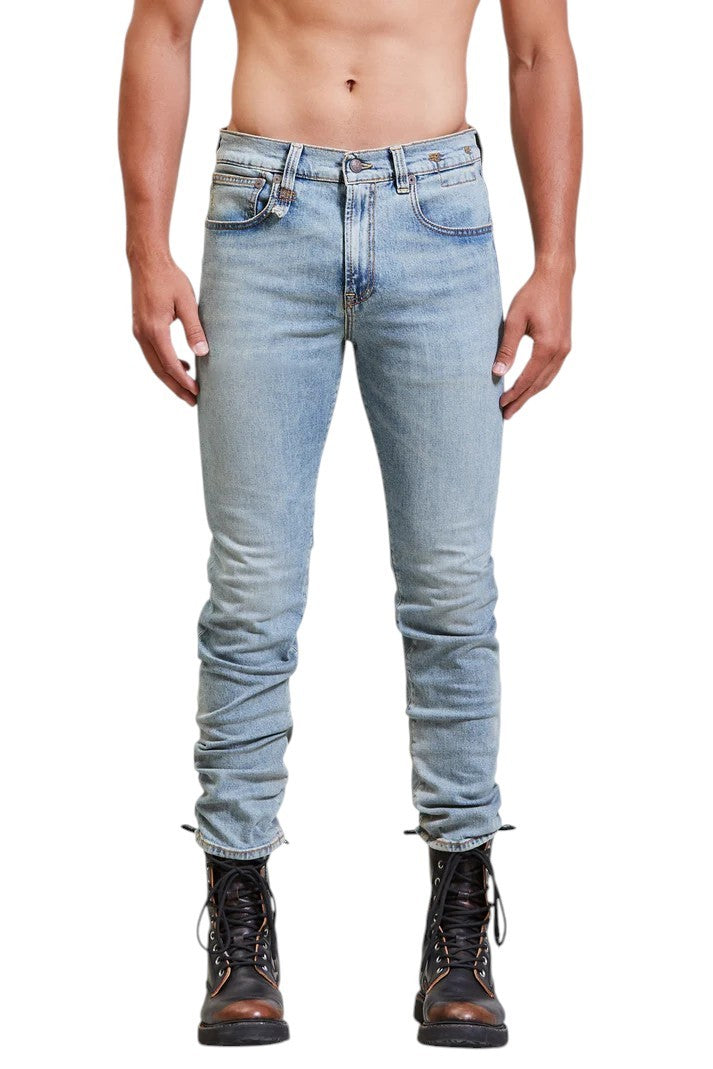 R13 Skate Men Jeans 33 Jasper Stretch Skinny Fit Washed Faded Blue Logo RRP€440
