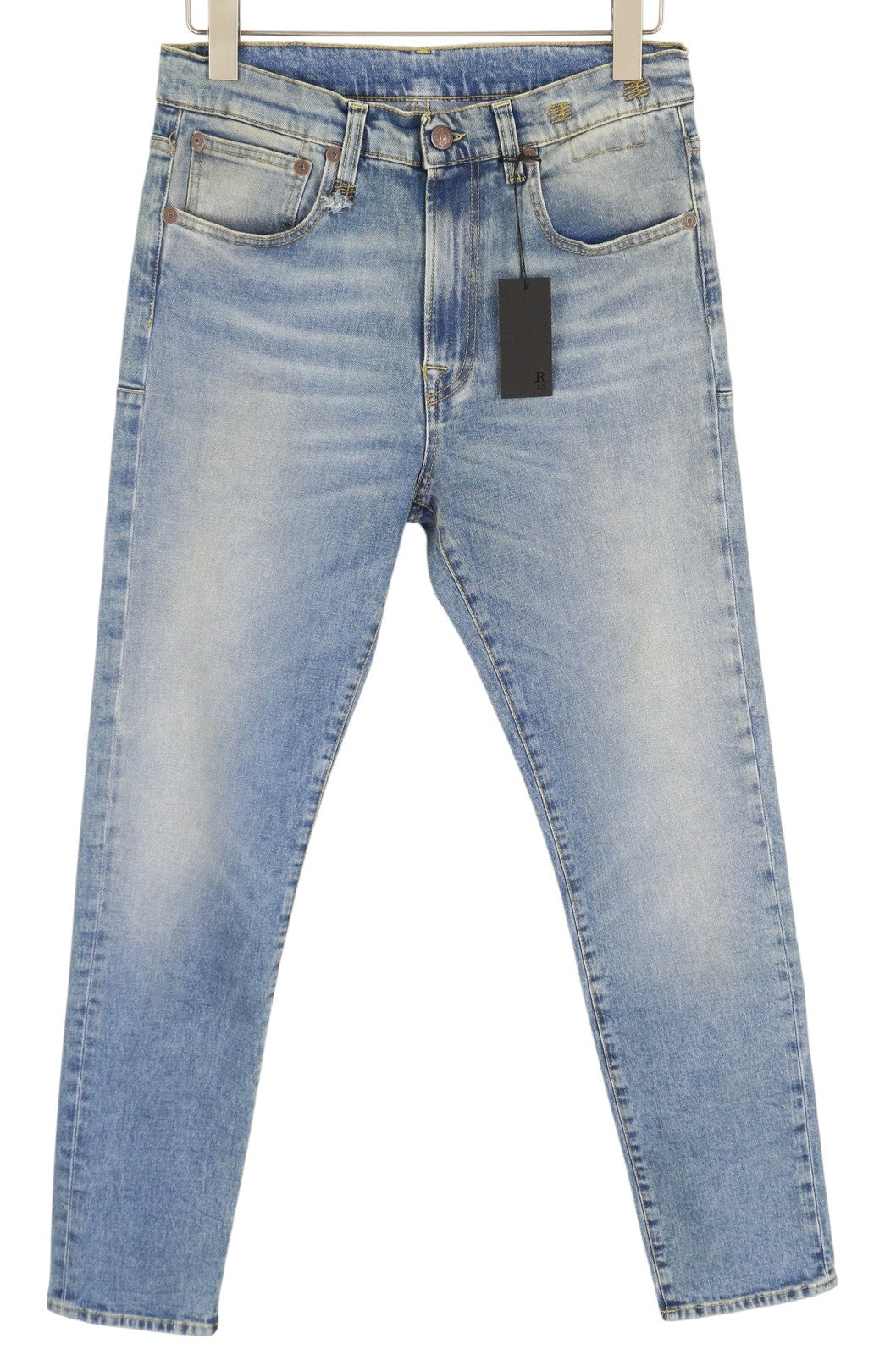 R13 Skate Men Jeans 33 Jasper Stretch Skinny Fit Washed Faded Blue Logo RRP€440