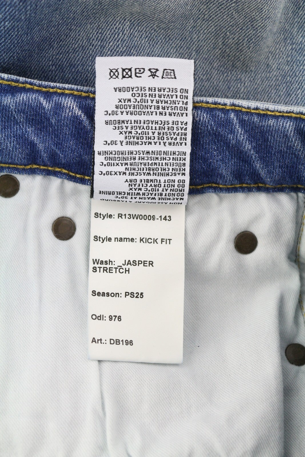 R13 Kick Women Jeans 29 Jasper Stretch Ankle Length Washed Faded Blue RRP€695